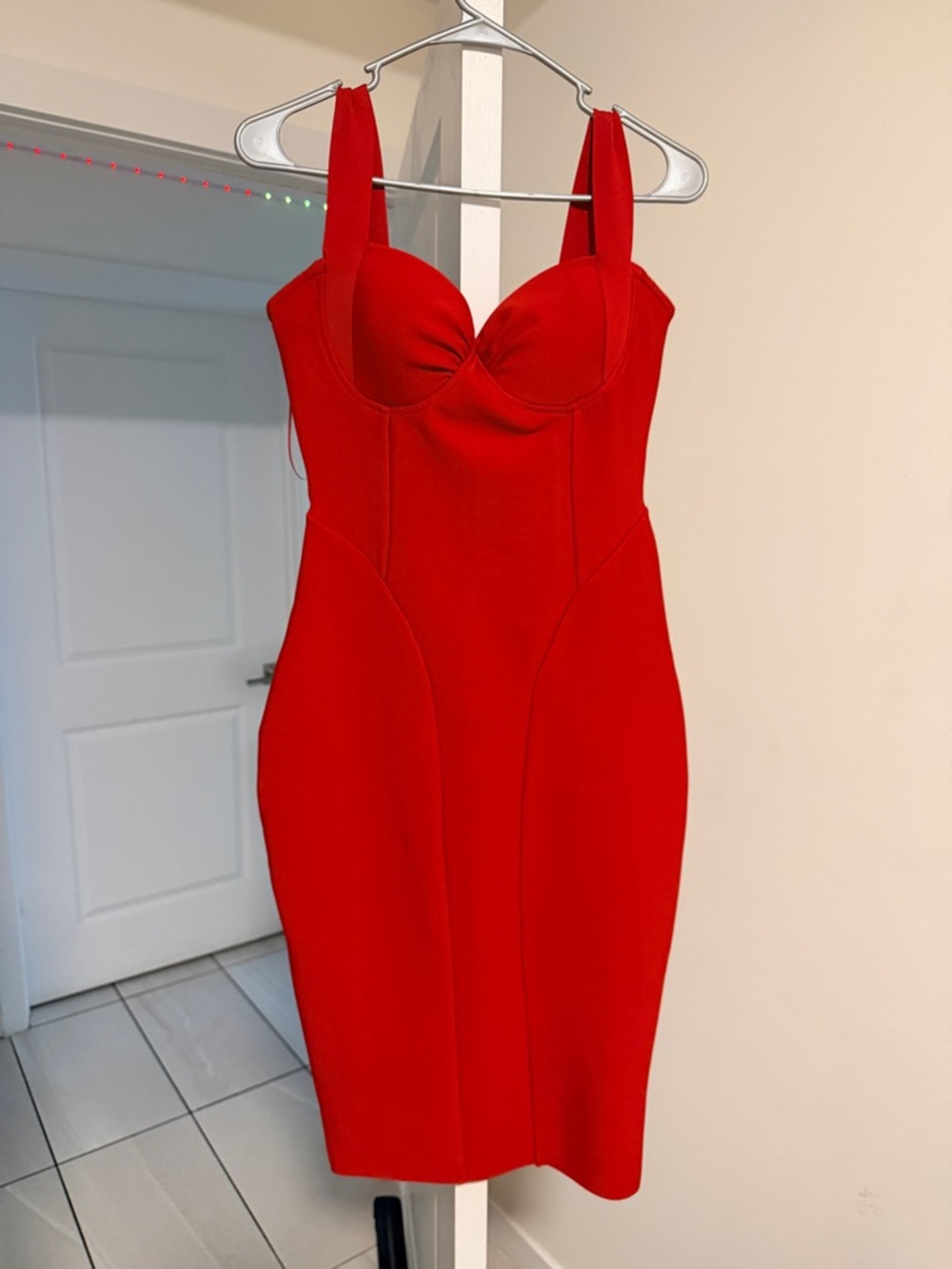 Fashion Nova Red Bustier Midi Dress